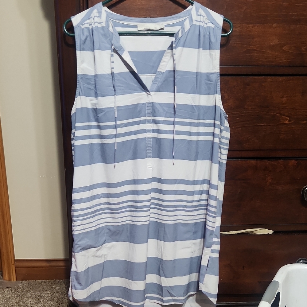 Prana Blue and White Striped Top
